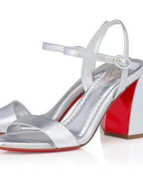 $995 - Louboutin Miss Jane Sandal 85 mm Sandal-Silver - size 40